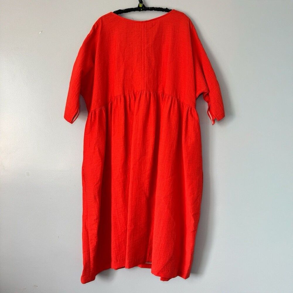 Rachel Comey New York Orange Cotton Three Quarter Sleeve Puff Dress Sz M/L